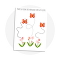 Activitée à imprimer sur le thème du printemps pour enfants idéales pour développer la motricité fine avec des fleurs et des papillons.
