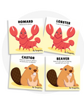 Cartes d'apprentissage bilingues thème animaux méli mélo 2 pour faire bouger les jeunes (homard, lobster, castor, beaver)