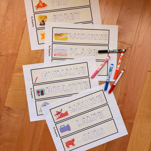 Activité d'écriture sur le camping
