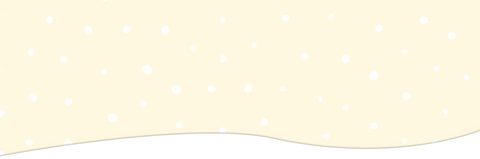 Bannière ondulée avec fond jaune et pois blancs décoratifs.