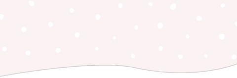 Bannière ondulée avec fond rose et pois blancs décoratifs.