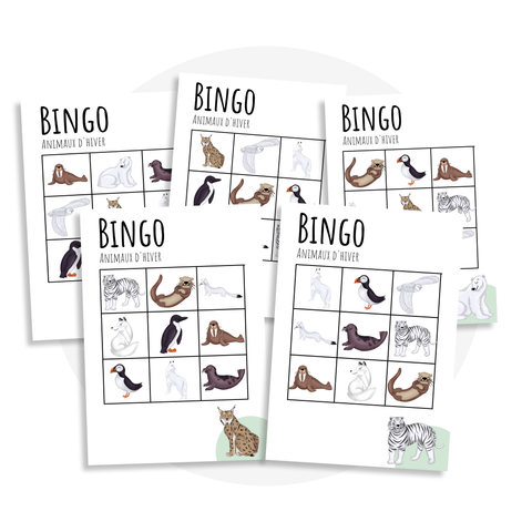 Bingo des animaux polaires - Les Bougeottes