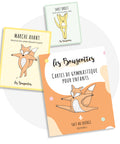 Cartes de gymnastique pour enfants dès 2 ans avec exercices au sol ou sur une poutre d’équilibre.