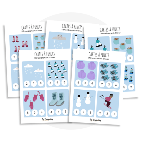 Cartes à pince - dénombrement d'hiver - Les Bougeottes