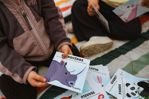 Cartes d'apprentissage des animaux pour faire des pauses actives avec Les Bougeottes