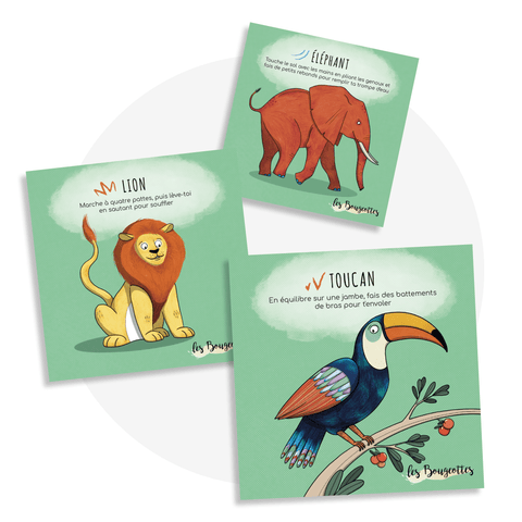 Cartes d'apprentissage - Animaux de la jungle - Les Bougeottes