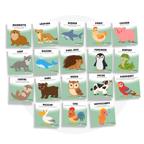 Cartes d'apprentissage - Animaux méli mélo 4 - Les Bougeottes
