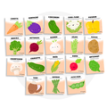 Collection de cartes d'apprentissage bilingues thème légumes avec des mouvements pour travailler la motricité globale