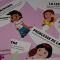 Cartes d’apprentissage bilingues thème princesses pour pauses actives et stimulation du langage dès 4 ans.