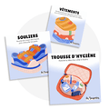 Cartes d'apprentissage Valise du voyageur (souliers, trousse d'hygiène, vêtements) pour bouger en restant assis - Les Bougeottes