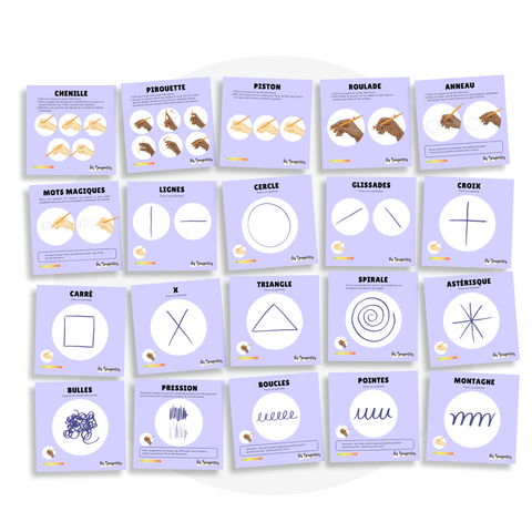 Cartes de tracés et de préécriture pour travailler motricité fine, coordination et prise mature du crayon des enfants