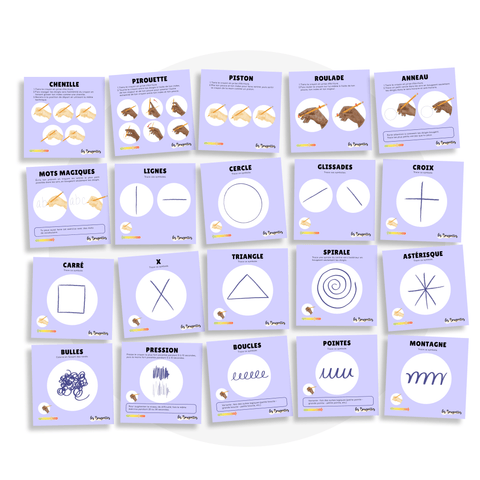 Cartes de tracés et de préécriture pour travailler motricité fine, coordination et prise mature du crayon des enfants - Les Bougeottes
