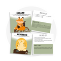 Cartes d’apprentissage actives thématiques animaux de la forêt (renard, hérisson) pour des pauses actives en position assise incluant un jeu de devinettes.