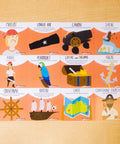 Présentation des cartes d’apprentissage actives pirate, activité ludique pour faire des pauses actives en restant debout et stimuler le langage. 