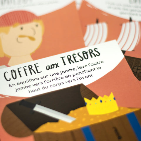 Mot-étiquette sur le thème des pirates qui inclut aussi un exercice à faire pour faire des pauses actives.