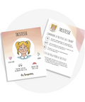 Cartes de yoga pour apprivoiser ses émotions incluant des fiches explicatives des émotions primaires (tristesse) avec leur aspects physiologiques