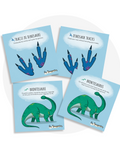 Cartes d'apprentissage bilingues thème dinosaures pour faire bouger les jeunes (trace de dinosaure, dinosaur tracks, bontosaure, brontosaurus)