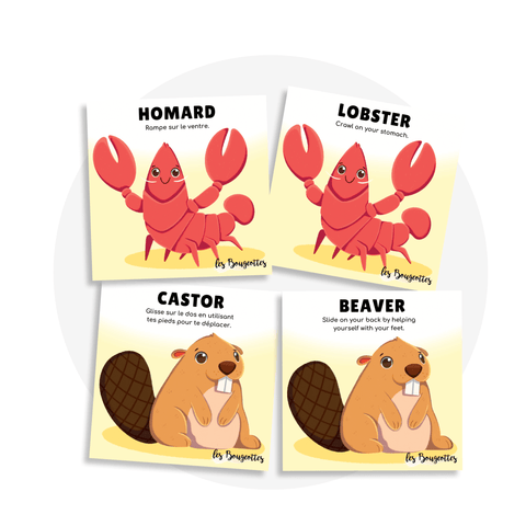 Cartes d'apprentissage animaux méli mélo 2 bilingues français-anglais pour faire des pauses actives