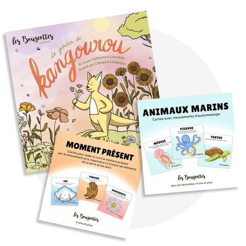 Ensemble Calme et bien-être avec les cartes d'apprentissage animaux marins et le livre interactif sur la pleine conscience