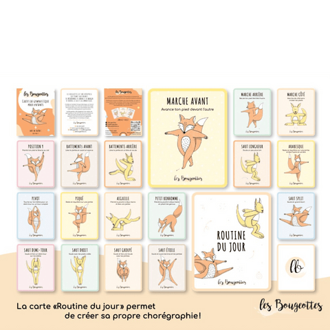 Collection de cartes de gymnastique pour enfants de niveau débutant à intermédiaire pour développer la motricité globale