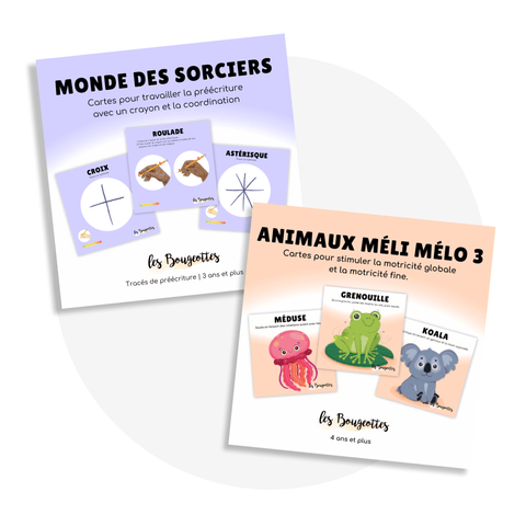 Ensemble Préécriture sur le thème du Monde des sorciers et motricité fine et globale avec les animaux- Les Bougeottes