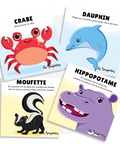 Cartes d'apprentissage actives contenant un mélange d’animaux de toutes catégories avec des mouvements variés pour le développement de la motricité globale. 