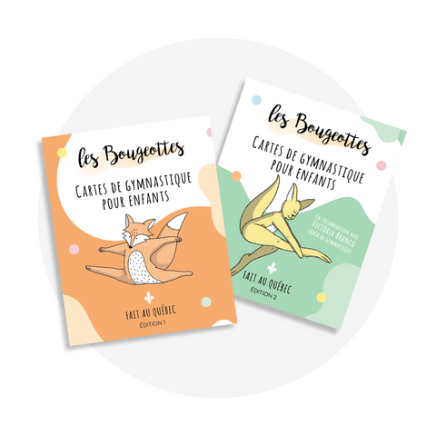 ensemble de cartes de gymnastique avec des mouvements de niveau débutant à expert pour les enfants de 2 ans et plus