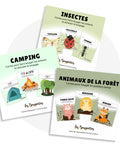 Cartes d'apprentissage actives thématique du camping, insectes et des animaux de la forêt pour faire des pauses actives.
