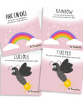 Cartes d'apprentissage bilingues thème forêt enchantée pour faire bouger les jeunes (arc-en-ciel, rainbow, luciole, firefly)