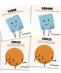 Cartes d'apprentissage bilingues thème formes pour faire bouger les jeunes (carré, square, cercle, circle)