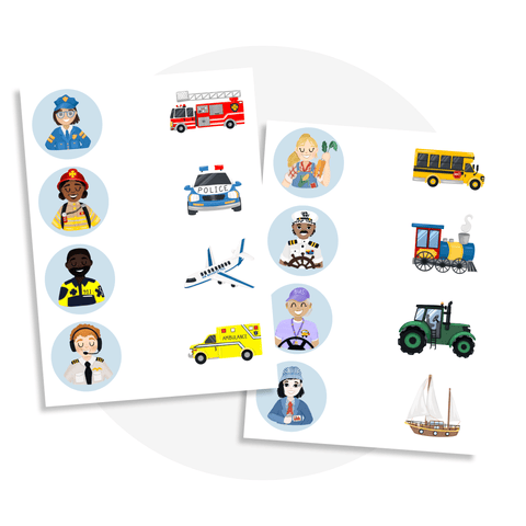 Jeu d’association avec les véhicules de métier - Les Bougeottes