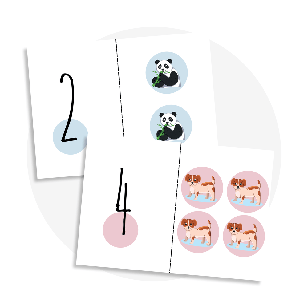 Jeu d'association des chiffres avec les animaux méli mélo 1