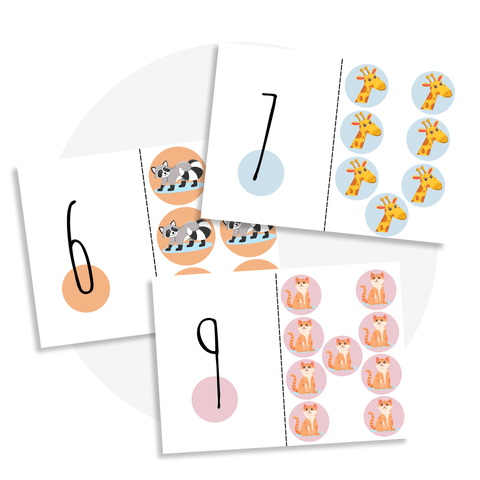 Jeu d'association des chiffres avec les animaux méli mélo 1 - Les Bougeottes