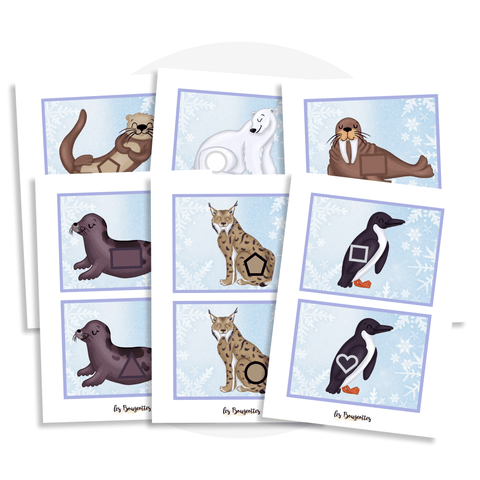 Jeu d'association des formes avec les animaux polaires - Les Bougeottes