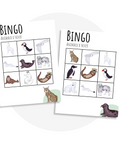Jeu de bingo des animaux polaires à imprimer avec fiches et jetons (lynx, loup, tigre blanc)