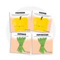 Cartes d'apprentissage bilingues thème légumes pour faire bouger les jeunes (poivron, pepper, asperge, asparagus)