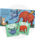 Livre interactif pour faire bouger les jeunes sur le travail d'équile avec le thème des animaux de la jungle, cartes d'appentissage incluses. 