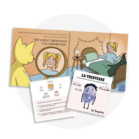 Livre interactif sur la gestion des émotions et pour faire bouger les jeunes, cartes d'appentissage incluses. 