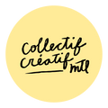 logo du collectif créatif montréal sur un fond rond jaune