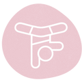 Illustration d'un bonhomme faisant le mouvement de la roue en trait blanc dans un cercle de couleur rose
