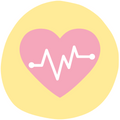 Illustration d'un coeur rose ayant un onde d'électrocardiogramme blanche qui représente les professionelles de la santé