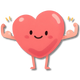 pictogramme d'un coeur avec un visage heureux montrant ses biceps