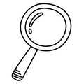pictogramme noir et blanc d’une loupe pour représenter la valeur de curiosité de Les Bougeottes
