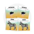 Cartes d'apprentissage bilingues thème relaxation dans la savane pour faire bouger les jeunes (autruche, ostrich, zèbre, zebra)