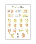 Feuille d’autocollants de gymnastique pour enfants avec phrases de renforcement positif pour encourager à bouger.